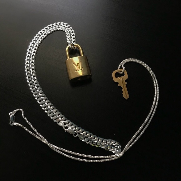Vintage Louis Vuitton Lock Necklace Silver Prices